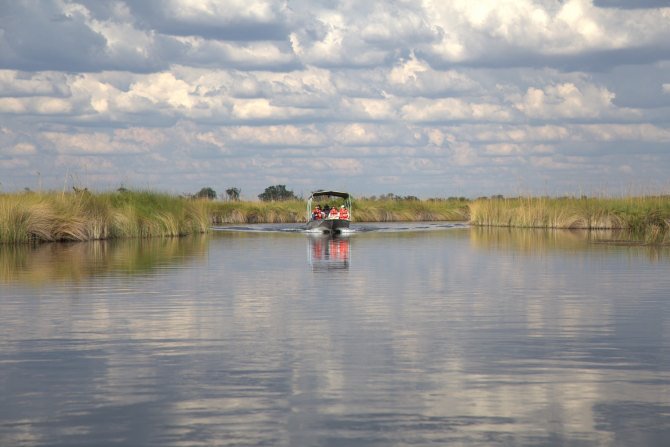 Mit dem Boot auf Safari durch das Okavango-Delta